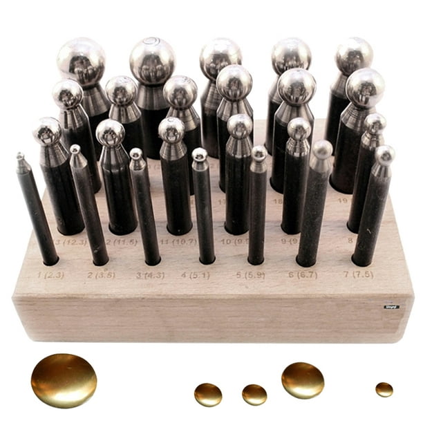 24 Steel Dapping Punches W/ Wood Stand Jeweler Metal Forming Shaping Doming Tool